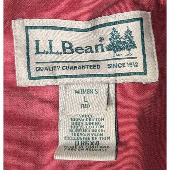 Vintage LL Bean Barn Jacket Womens Sz L Canvas Chore Coat w/ Corduroy Collar Red - Picture 3 of 8
